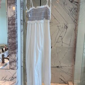 White and Black Striped Maxi Dress